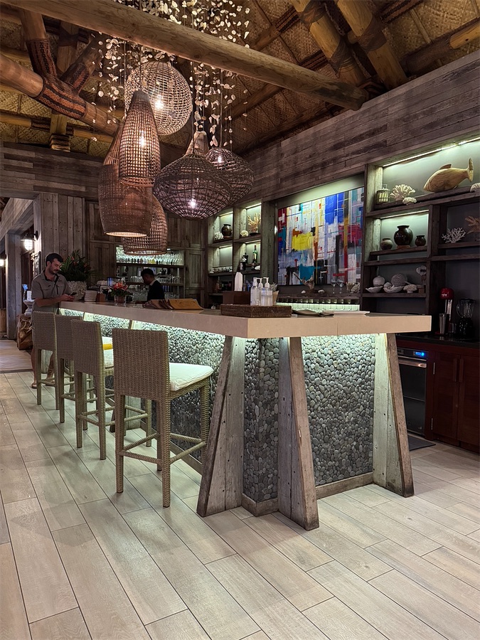 Stone-faced bar counter