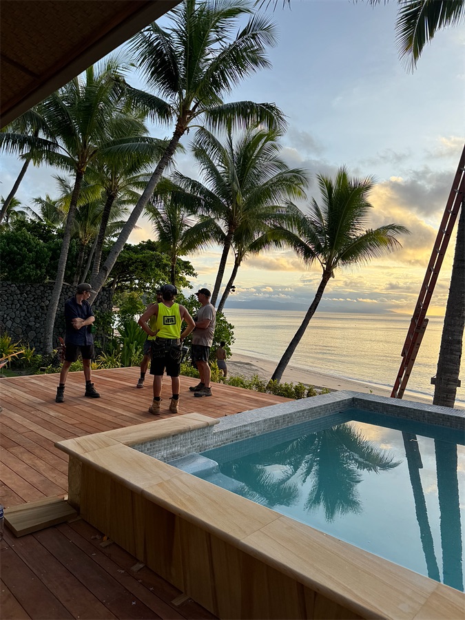 Villa deck and plunge pool on the beach