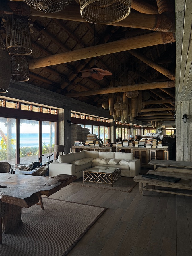 Resort lounge under a timber roof
